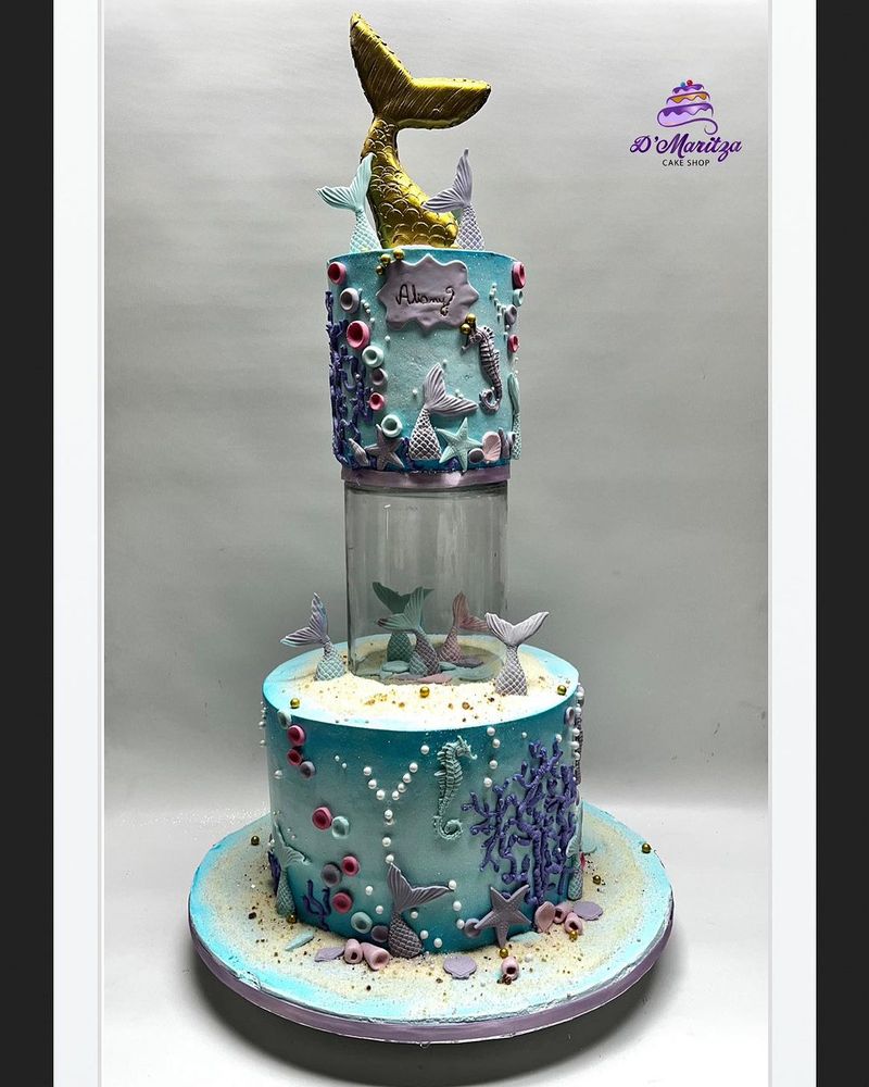 Galaxy-themed cake with gold accents